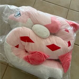 Pink and White Plush Pillow